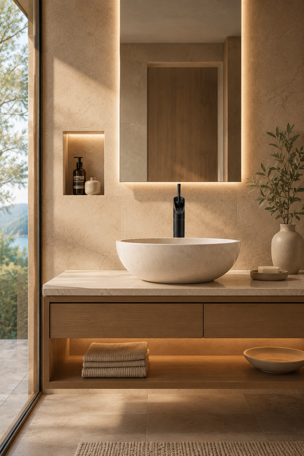 Robinet cascade lavabo noir bronze CALYA