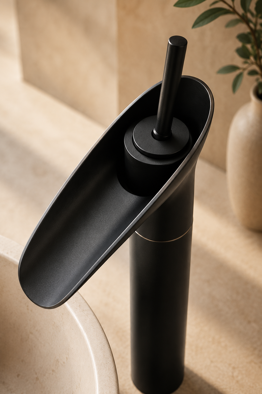 Robinet cascade lavabo noir bronze CALYA