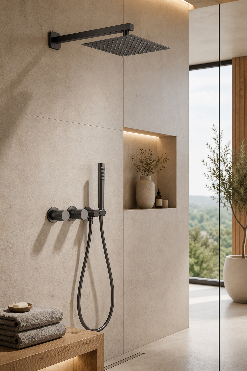 Colonne de douche en laiton gris Latten