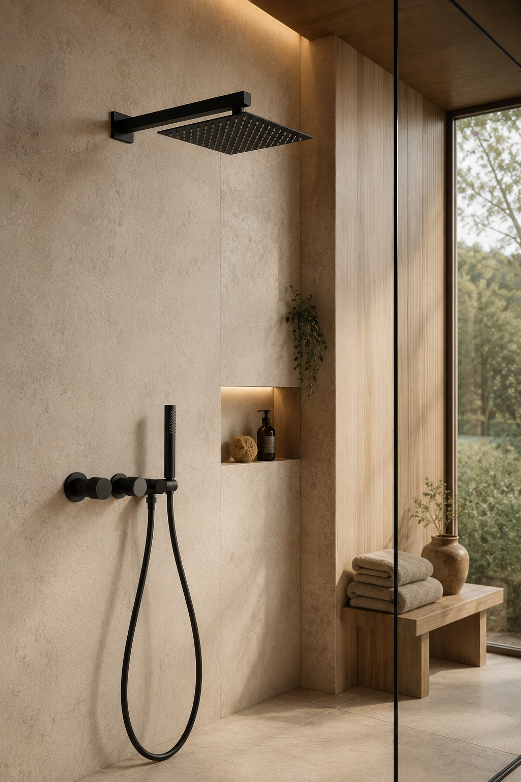 Colonne de douche en laiton noire Latten