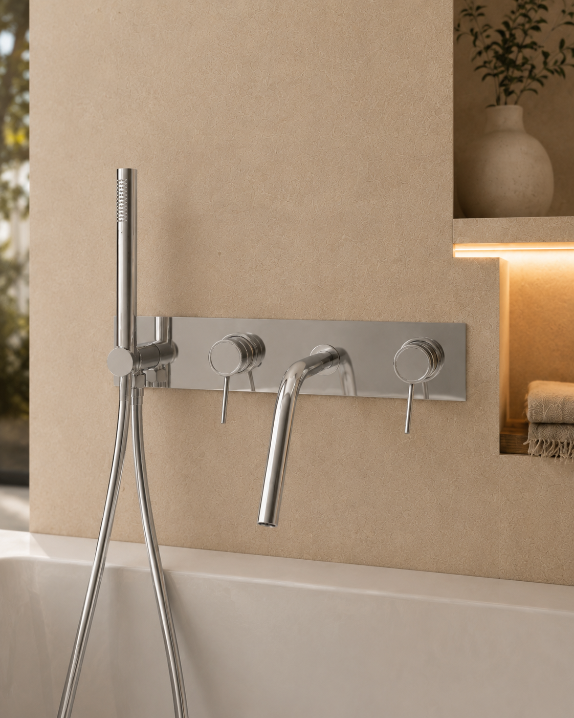 Colonne de douche baignoire chromé LINÉA, visuel 3