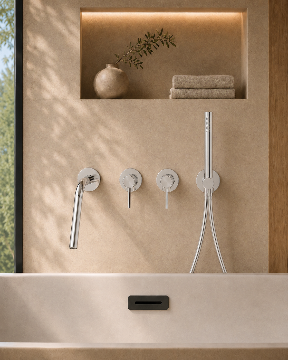 Colonne de douche baignoire chromé LINÉA, visuel 2