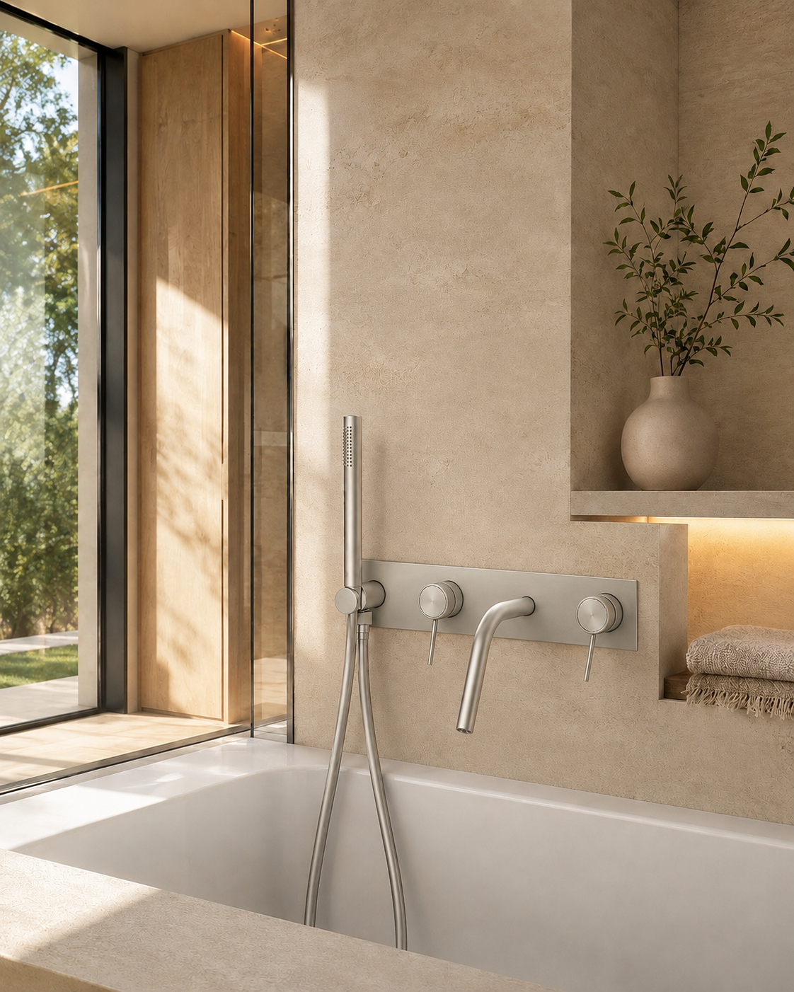 Colonne de douche baignoire nickel brossé LINÉA