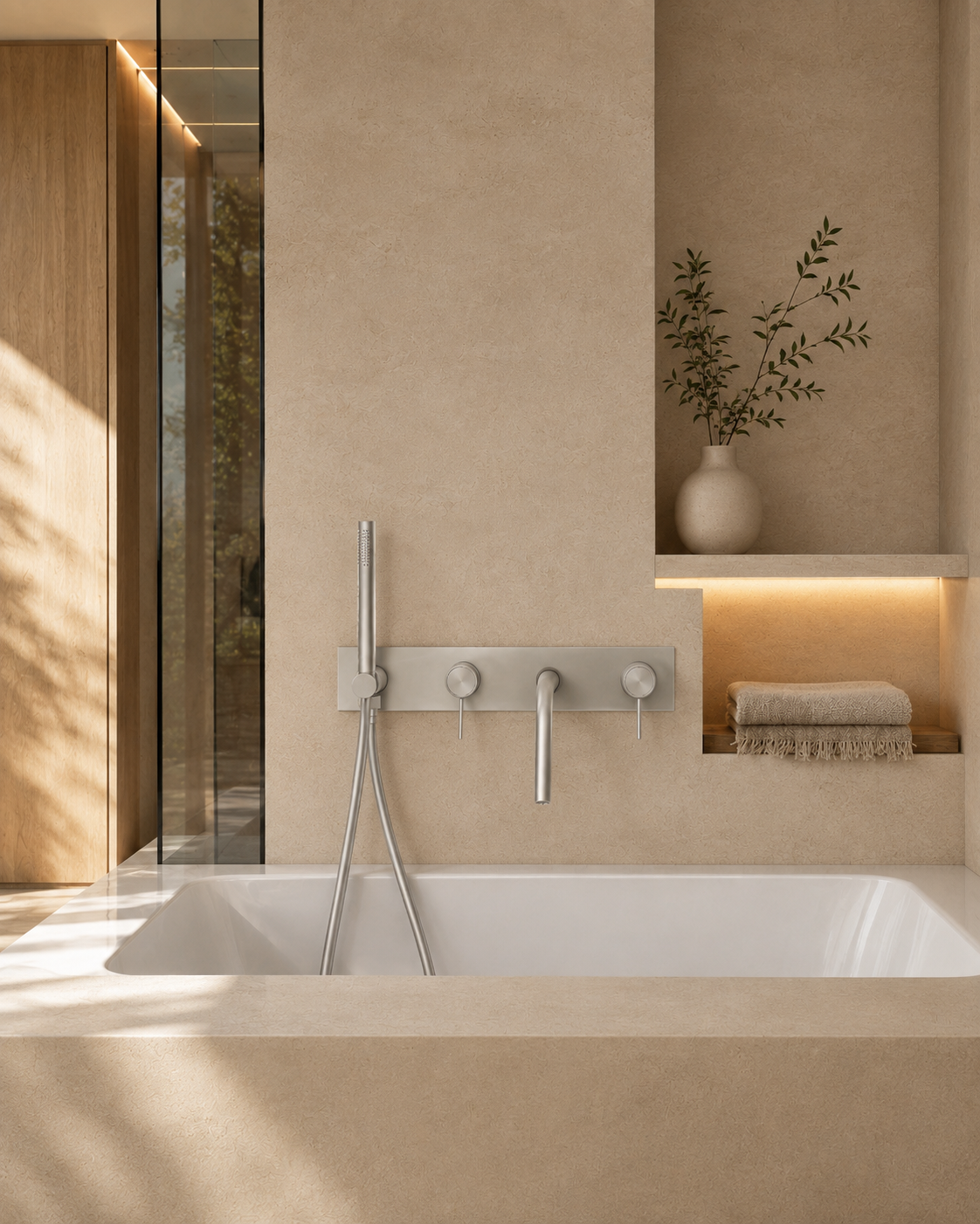 Colonne de douche baignoire nickel brossé LINÉA, visuel 2