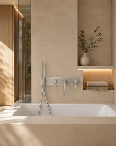 Colonne de douche baignoire nickel brossé LINÉA, visuel 2