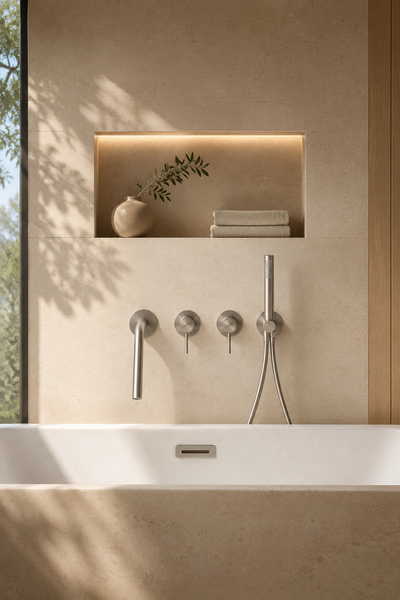 Colonne de douche baignoire nickel brossé LINÉA, visuel 2