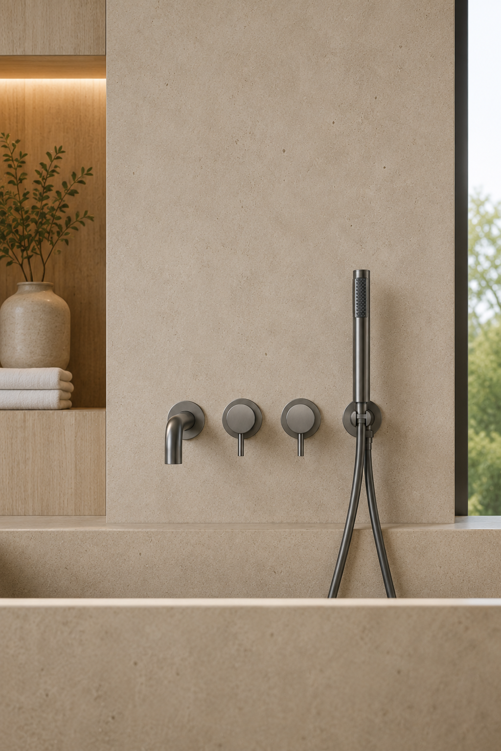 Robinet de baignoire mural gris anthracite NÉVA, visuel 2