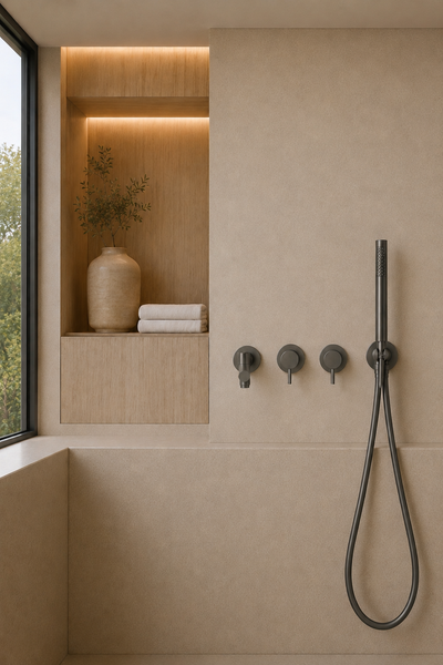 Robinet de baignoire mural bec pivotant gris anthracite NÉVA, visuel 2