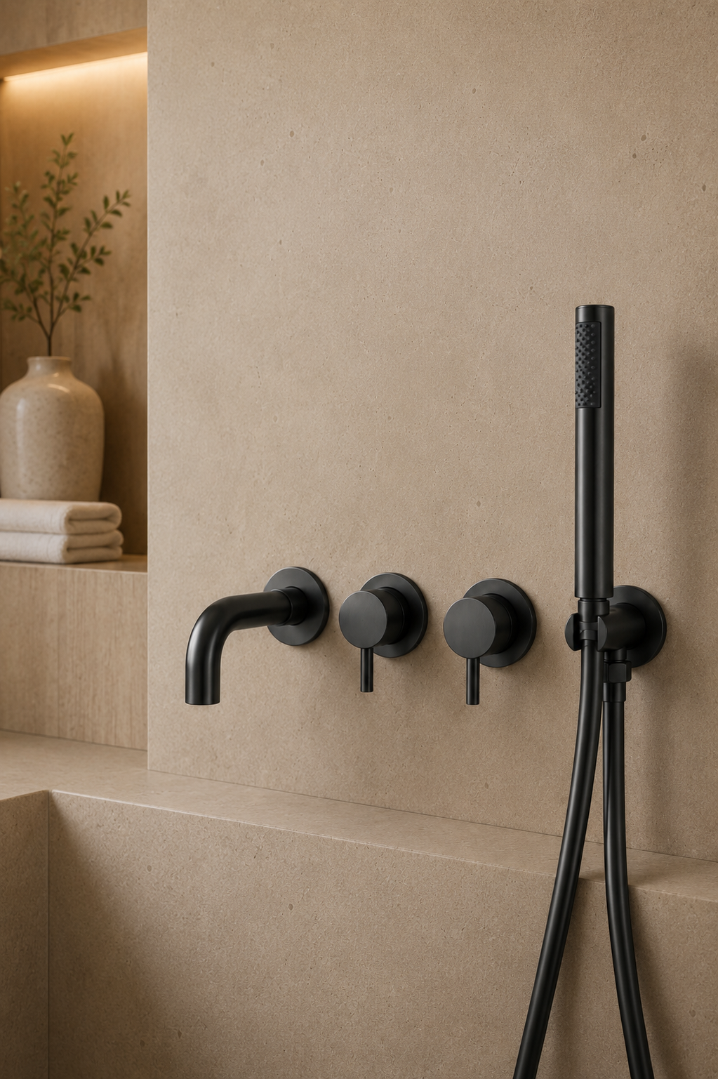 Robinet de baignoire mural noir mat NÉVA, visuel 3