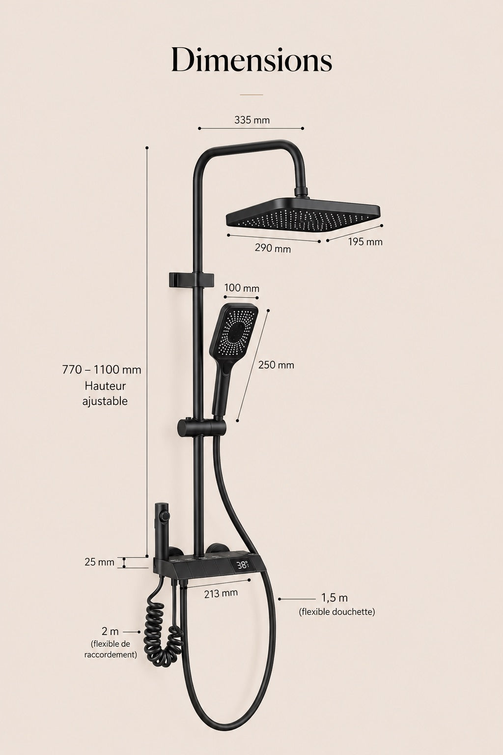 Ondéa Colonne de douche avec mitigeur