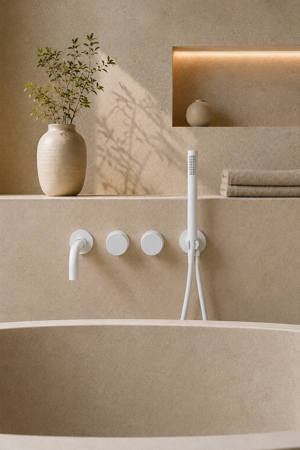 Robinet de baignoire mural blanc ORIA, visuel 2