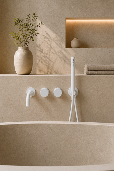 Robinet de baignoire mural blanc ORIA, visuel 2