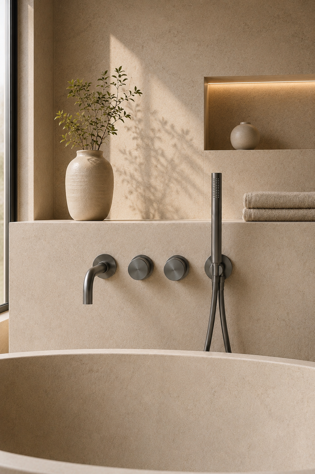 Robinet de baignoire mural gris anthracite ORIA, visuel 2