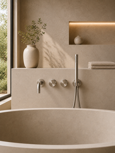 Robinet de baignoire mural nickel brossé ORIA, visuel 2