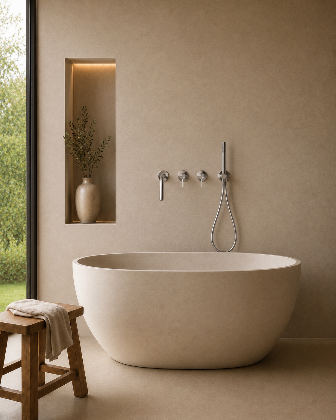 Ensemble bain-douche mural bec long chromé poli RIVA, visuel 2