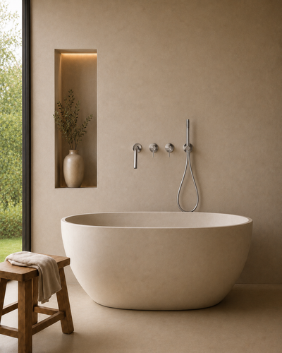 Ensemble bain-douche mural bec long chromé poli RIVA, visuel 2