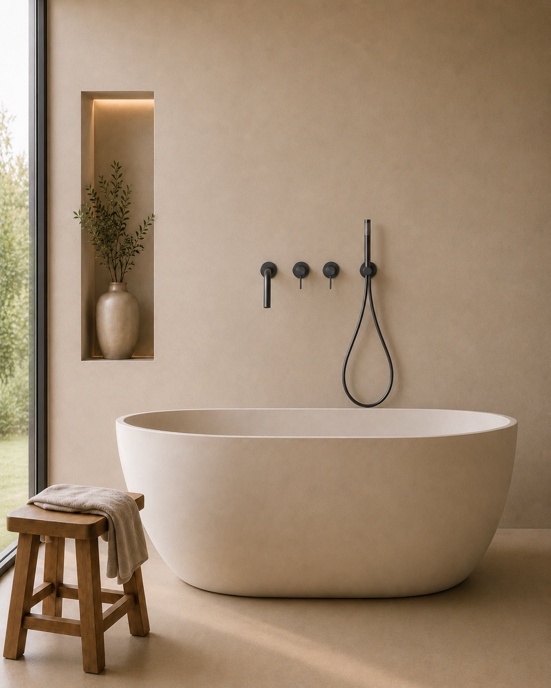 Ensemble bain-douche mural bec long gris anthracite RIVA, visuel 2