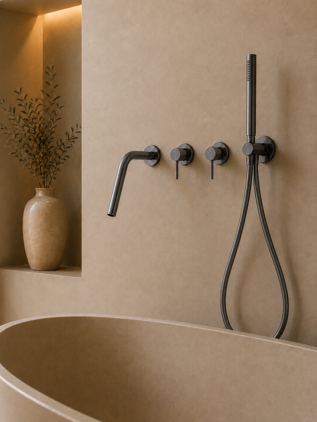 Robinet de baignoire encastré gris anthracite RIVA, visuel 3