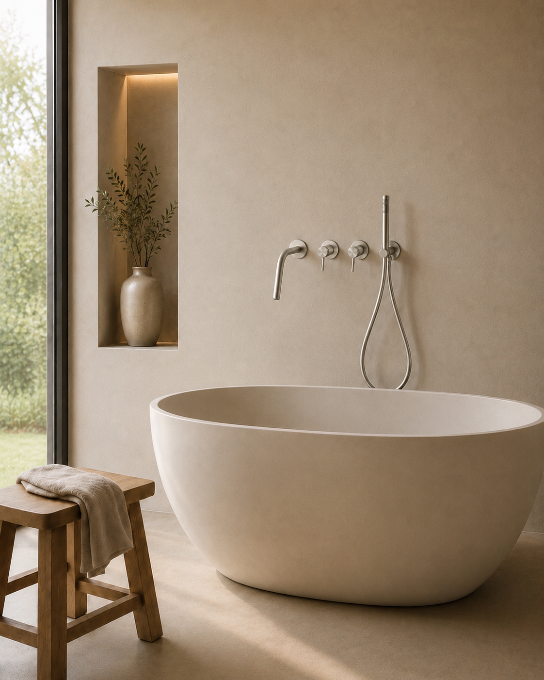 Ensemble bain-douche mural bec long nickel brossé RIVA