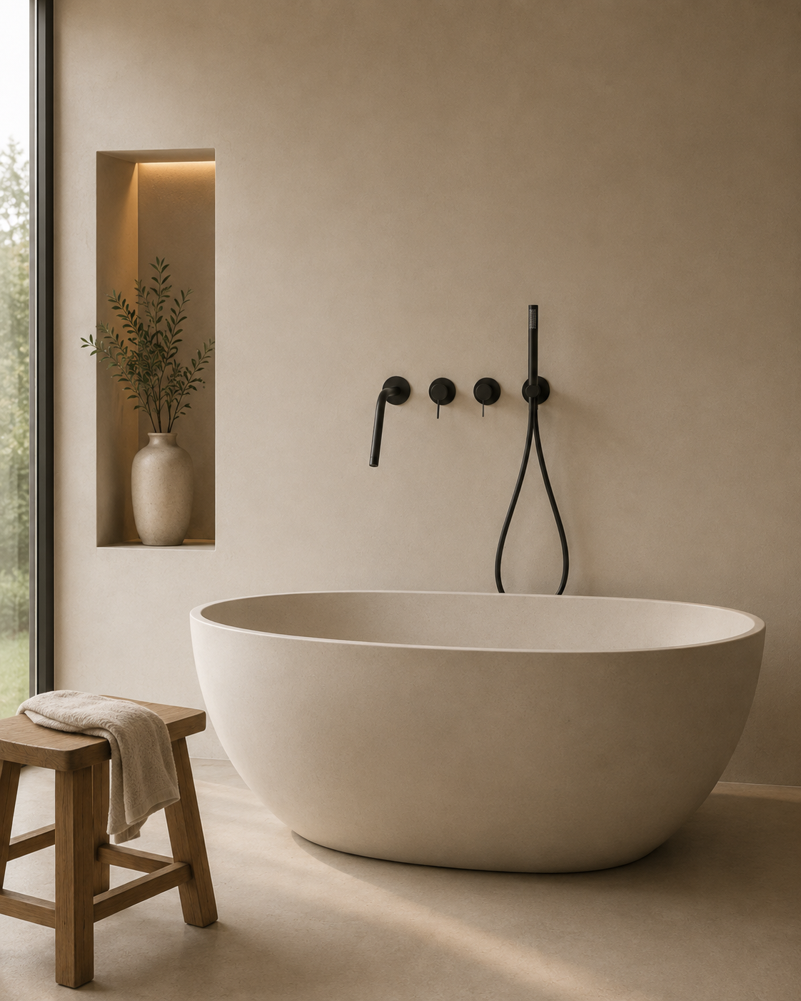 Ensemble bain-douche mural bec long noir mat RIVA