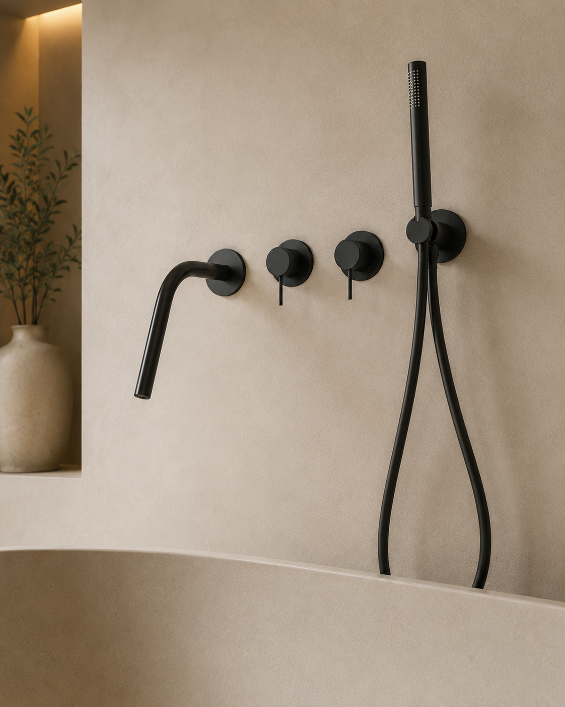 Ensemble bain-douche mural bec long noir mat RIVA, visuel 3