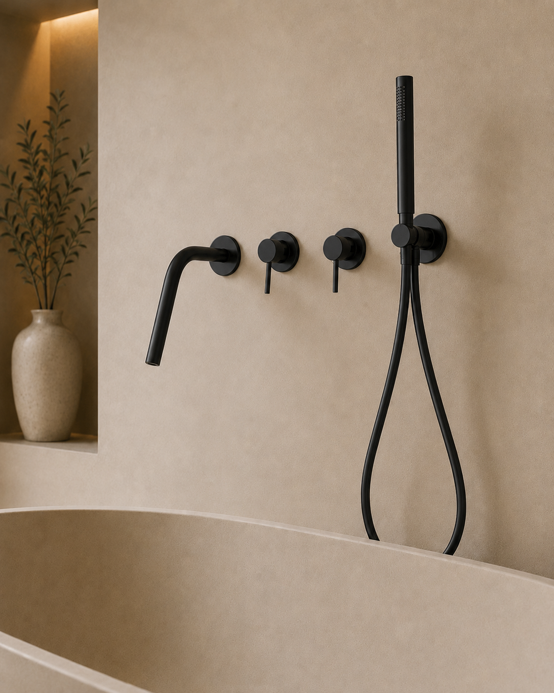 Robinet de baignoire encastré noir mat RIVA, visuel 3