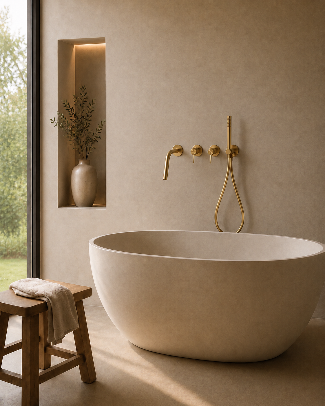 Robinet de baignoire encastré or brossé RIVA