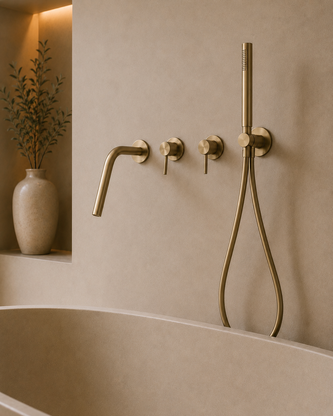 Robinet de baignoire encastré or brossé RIVA, visuel 3