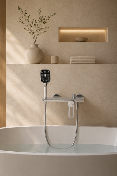 Colonne de douche baignoire chromée Rivo, visuel 2