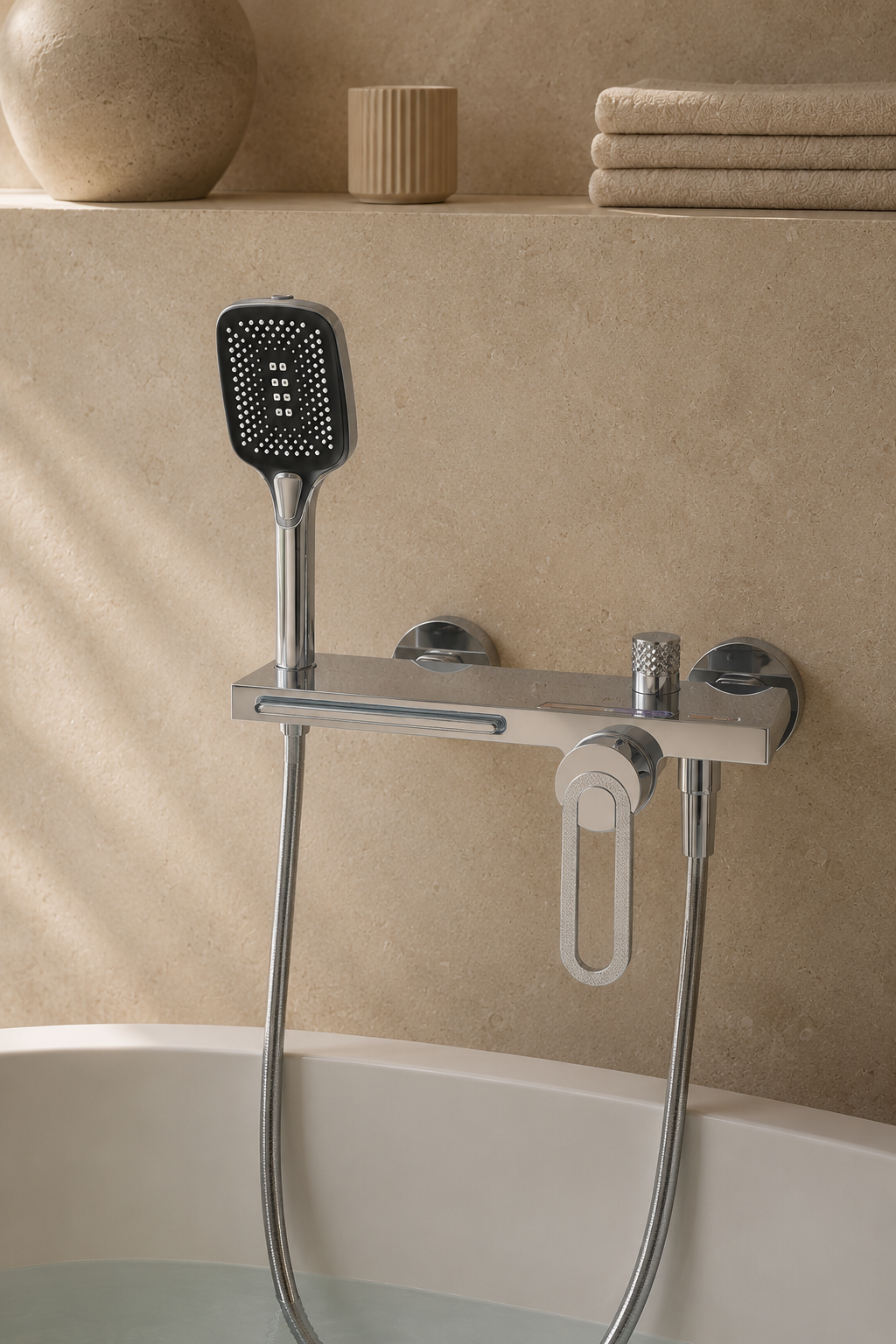 Colonne de douche baignoire chromée Rivo, visuel 3