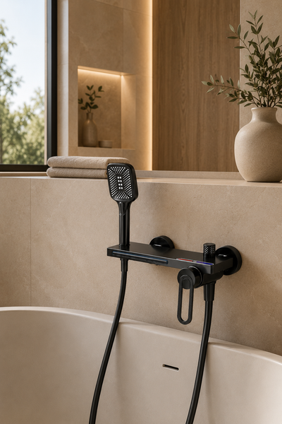 Colonne de douche baignoire noire Rivo