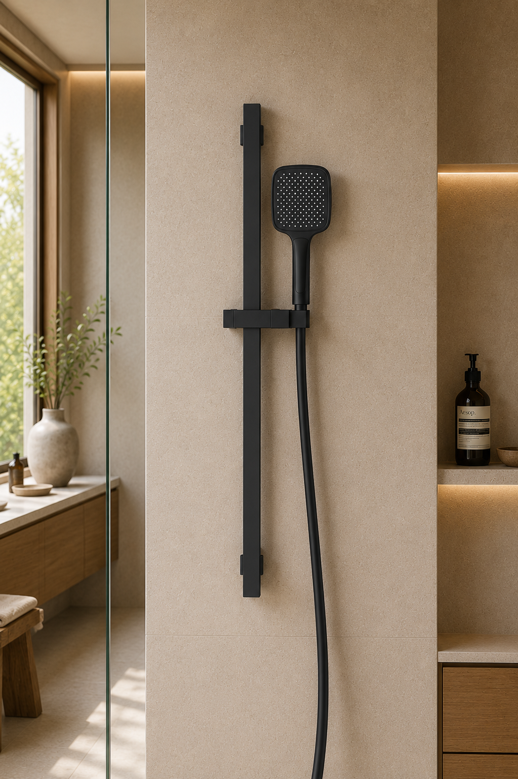 Colonne de douche réglable noire Span, finition noire