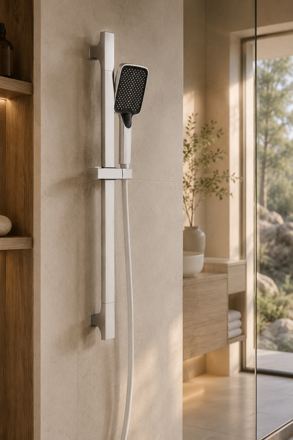 Colonne de douche réglable blanche Span, ensemble complet