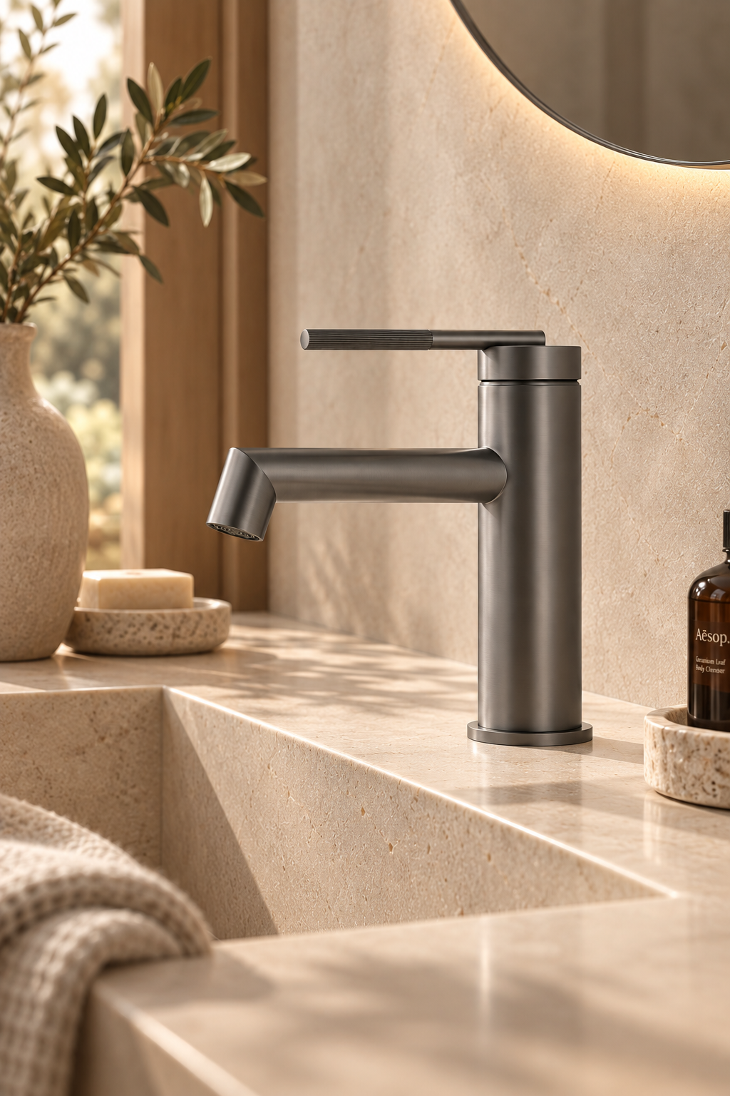 Robinet de lavabo bas gris ANÉLO