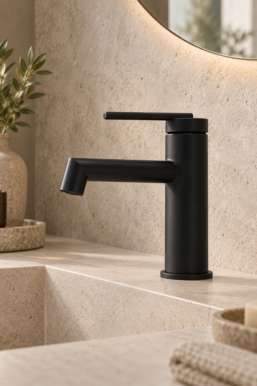 Robinet de lavabo bas noir mat ANÉLO