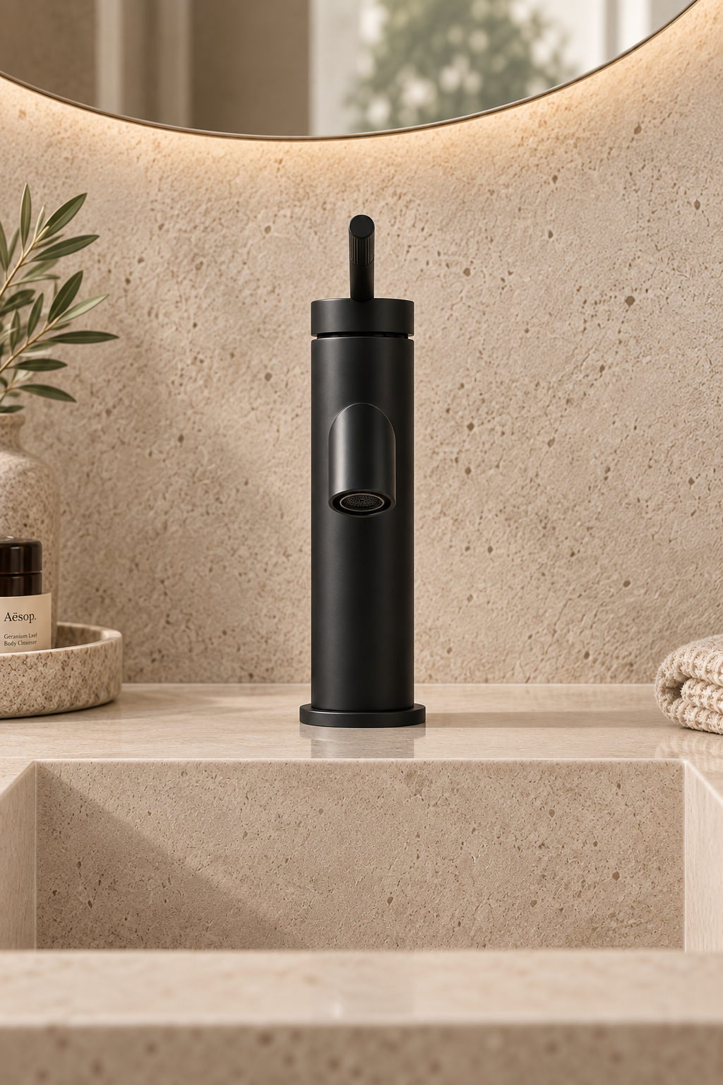 Robinet de lavabo bas noir mat ANÉLO, visuel 3