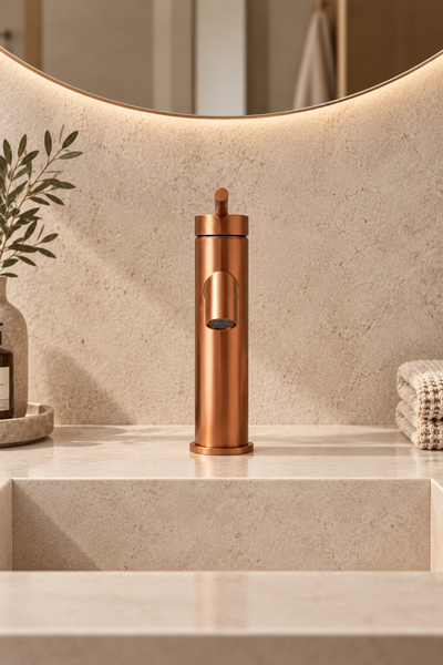 Robinet de lavabo bas or rose brossé ANÉLO, visuel 3