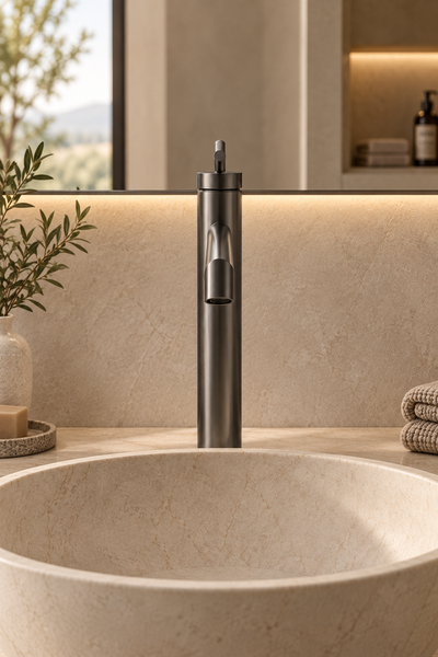 Robinet de lavabo gris ANÉLO, modèle haut, visuel 2