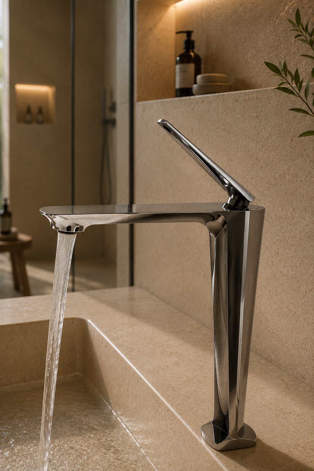 Mitigeur de lavabo NÉVOR chrome, détail de la lame