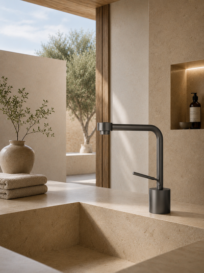 Mitigeur de lavabo ORÉA gris graphite sur vasque à poser