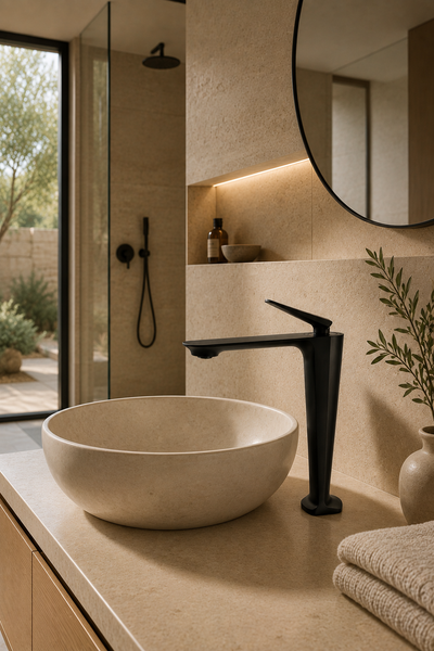 Mitigeur de lavabo NÉVOR noir en situation