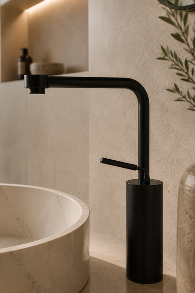 Mitigeur de lavabo ORÉA noir mat, plan de toilette
