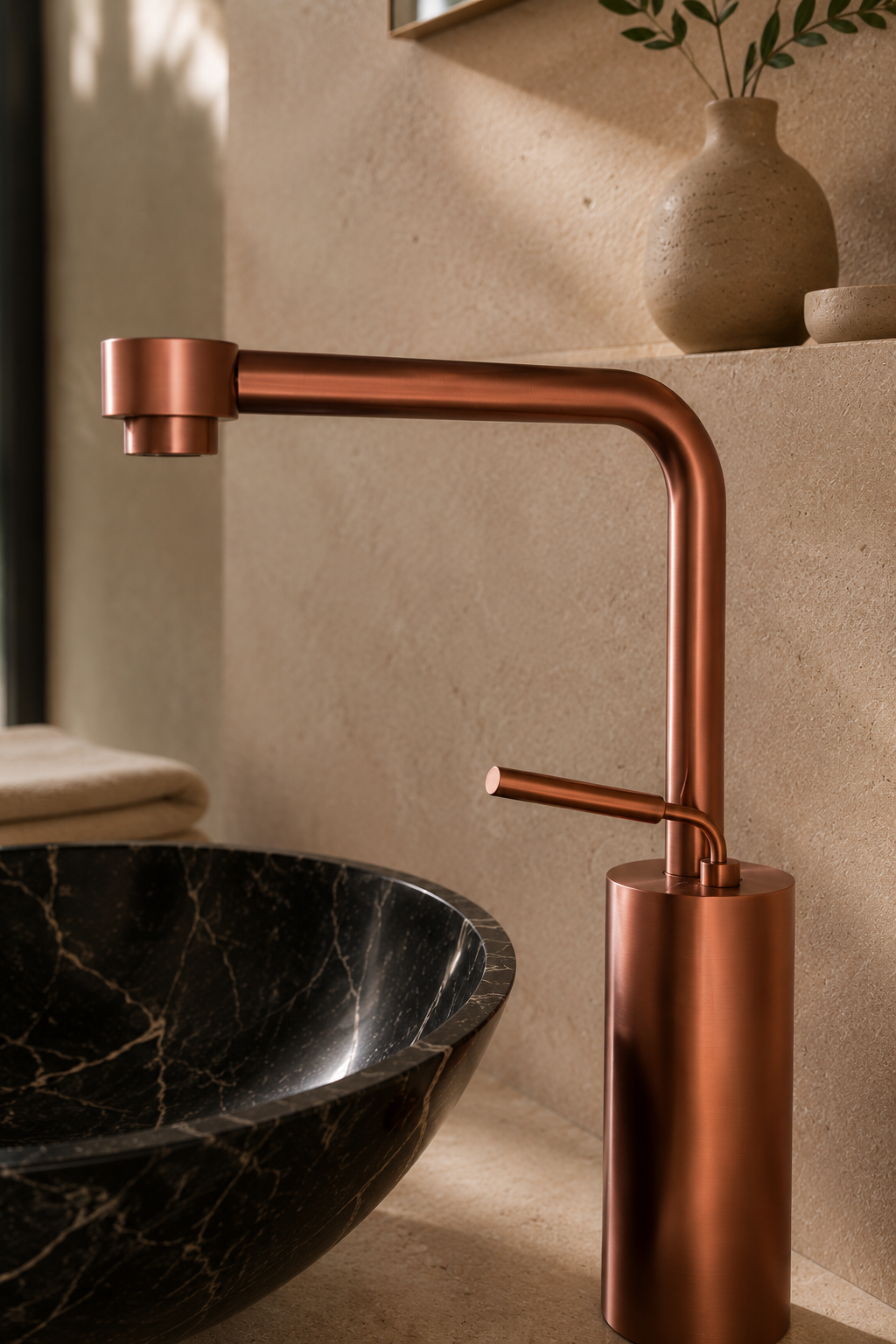 Mitigeur de lavabo ORÉA or rose brossé, vasque à poser