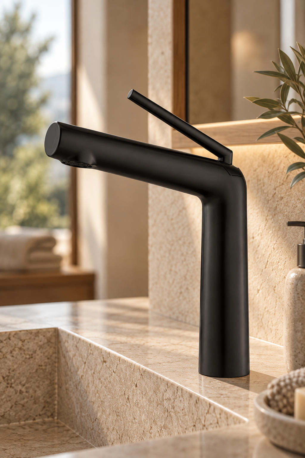 Robinet de lavabo noir mat OSLÉA, visuel 2