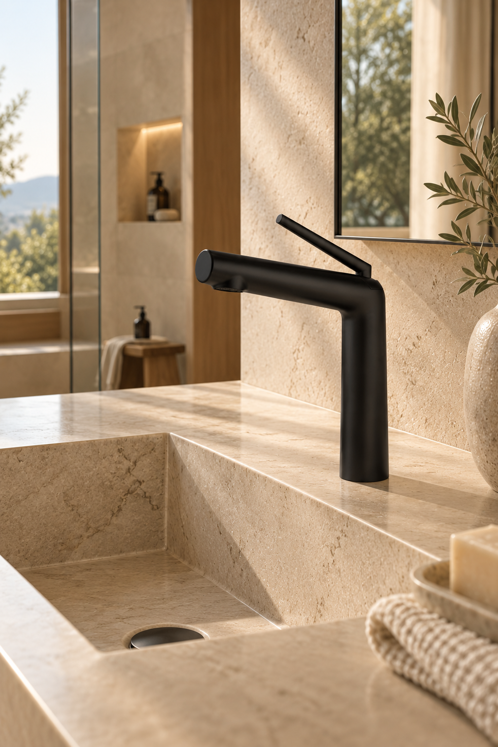 Robinet de lavabo noir mat OSLÉA, visuel 3