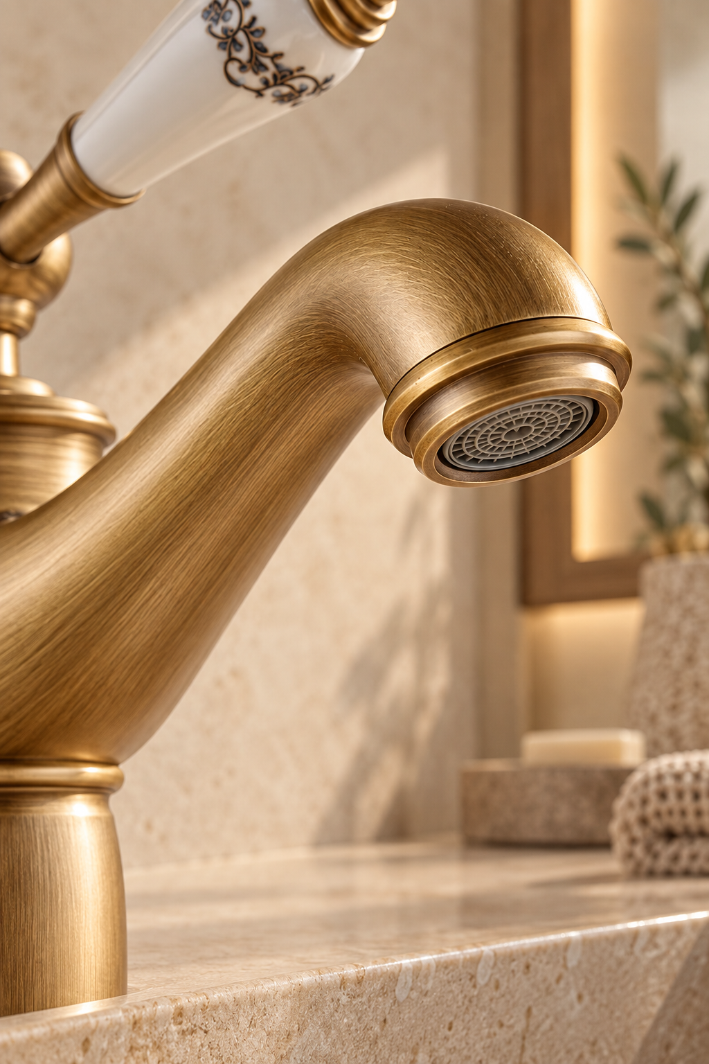 Robinet de lavabo bronze antique RÉVANE, visuel 4