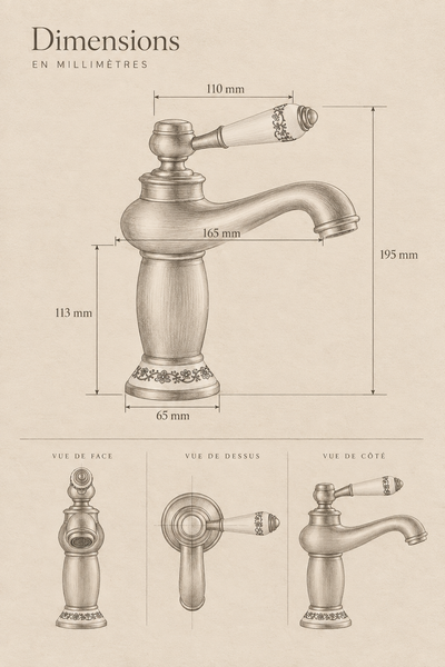 Robinet de lavabo RÉVANE — schéma des dimensions