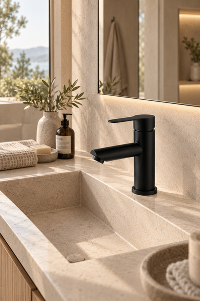 Robinet de lavabo LUÉO Noir de profil