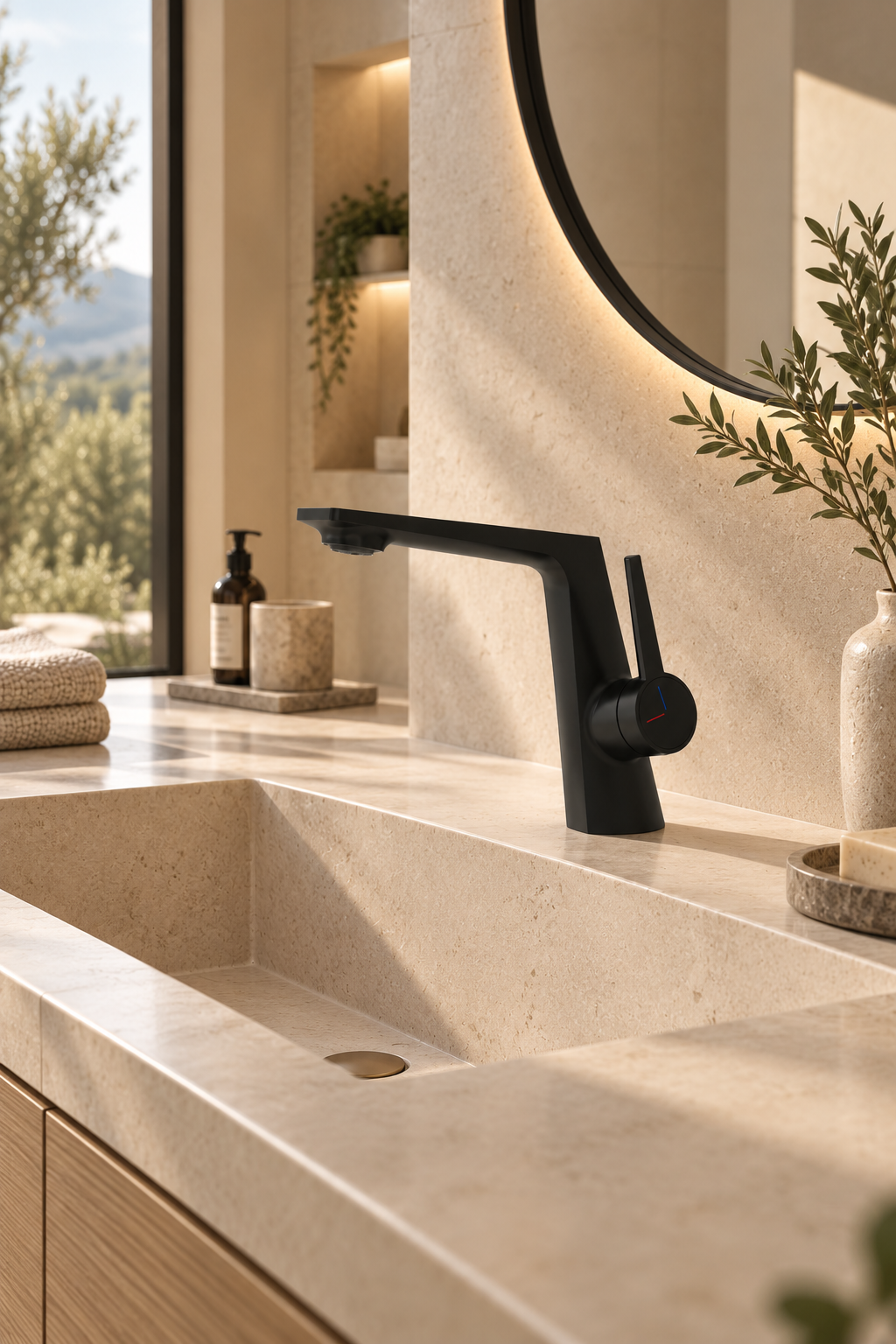Robinet de lavabo SÉLVIO Noir mat détail