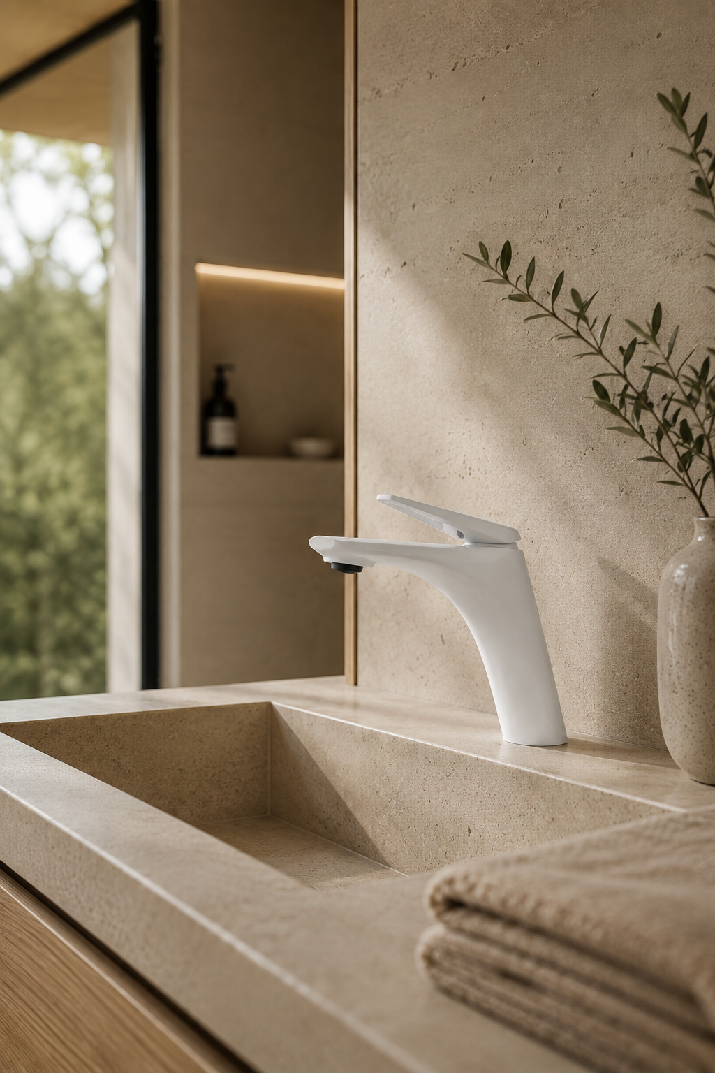 Robinet de lavabo blanc MÉANE sur vasque